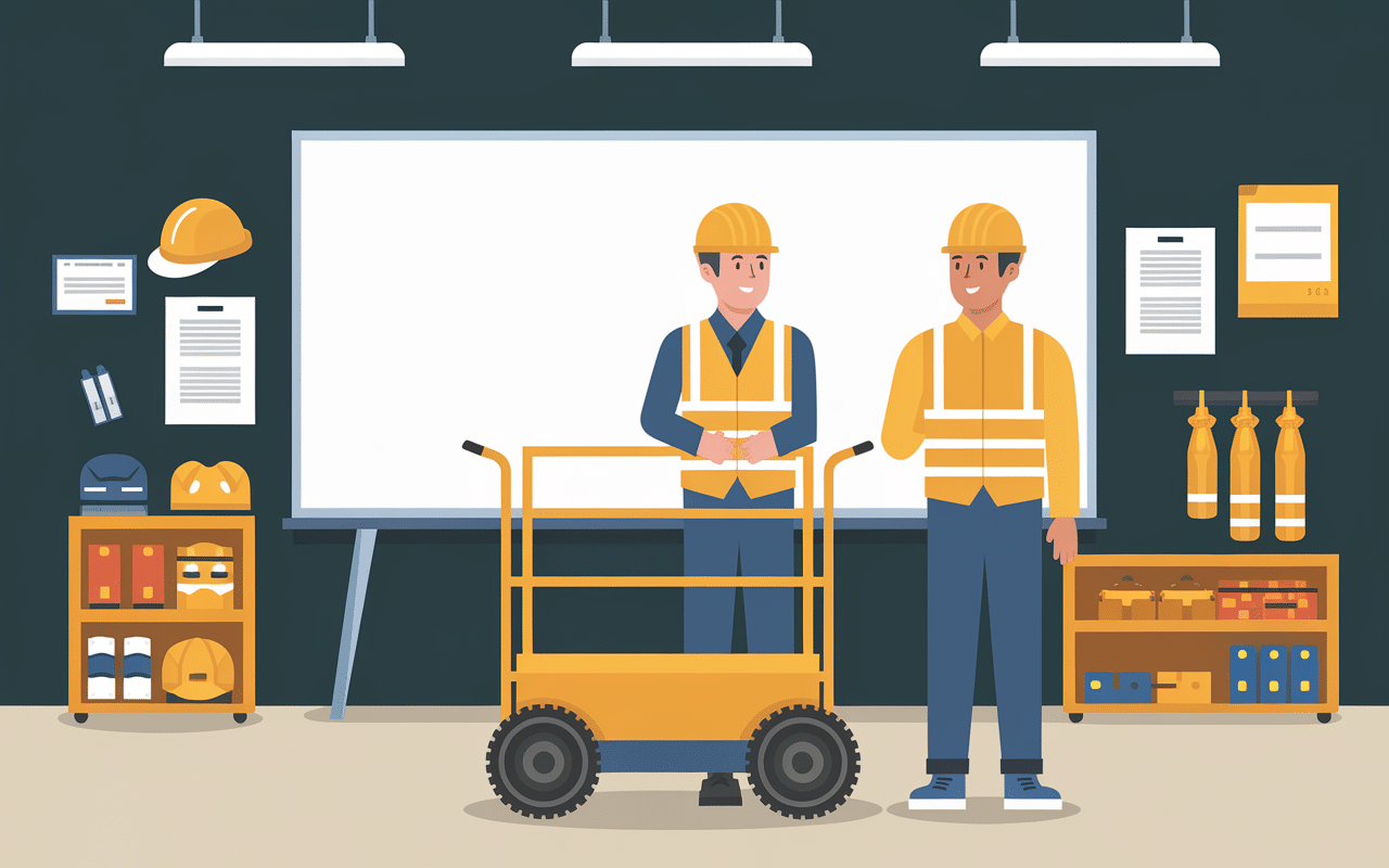 instructeur et apprenant formation caces r489 chariot eleveur