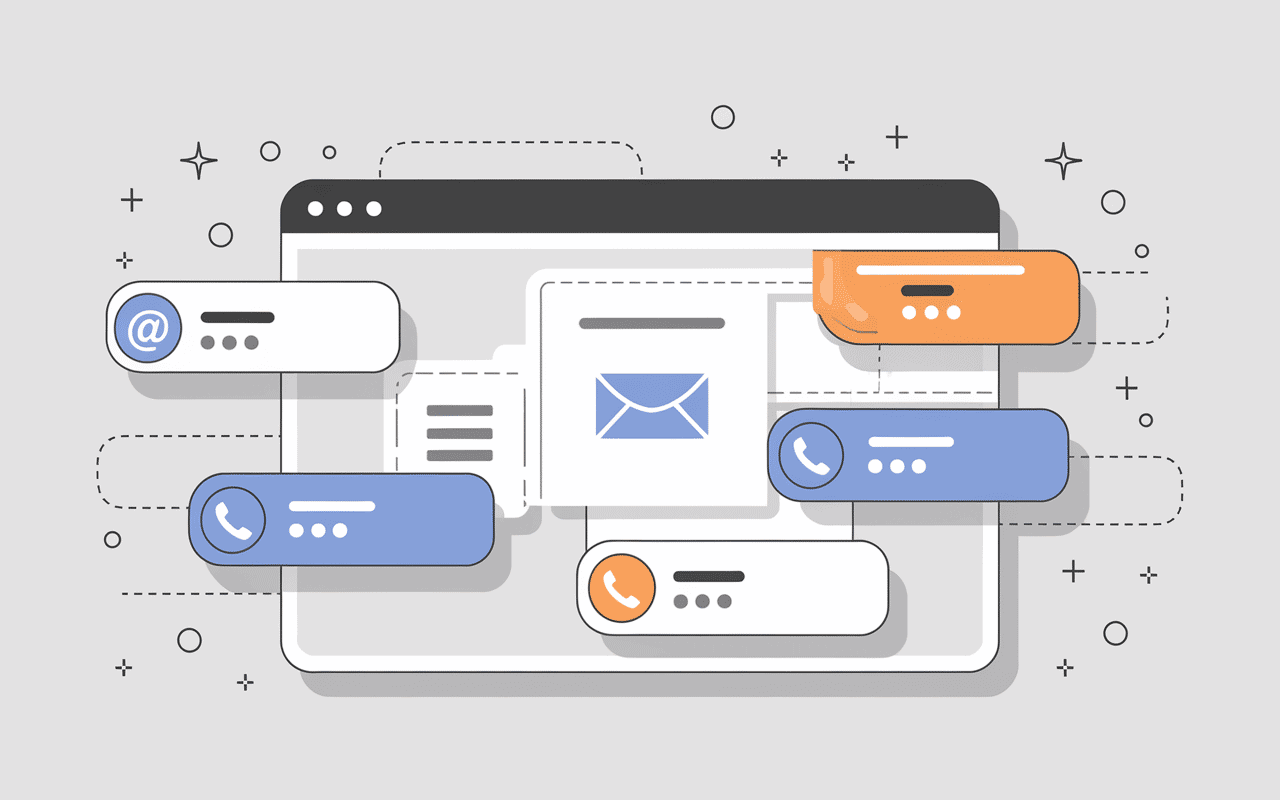 Illustration extension Kaspr avec icônes de contacts