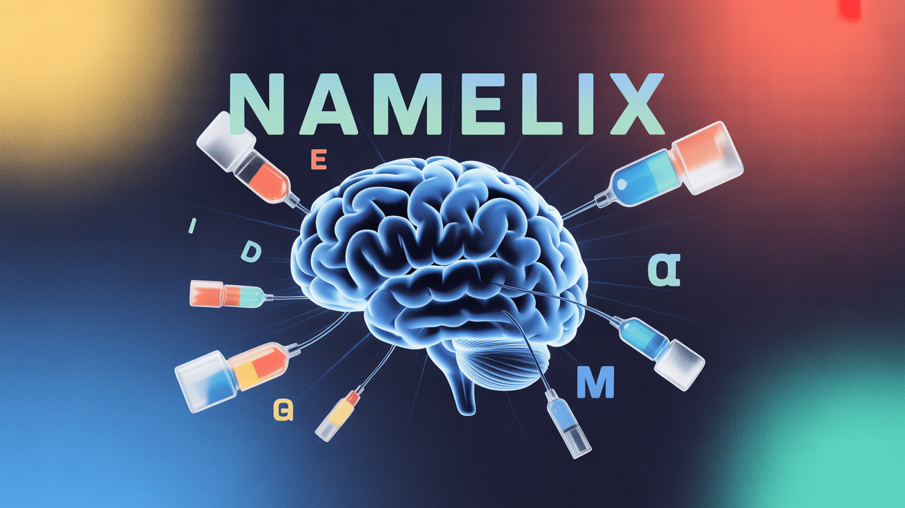 Namelix et cerveau digital stylisé