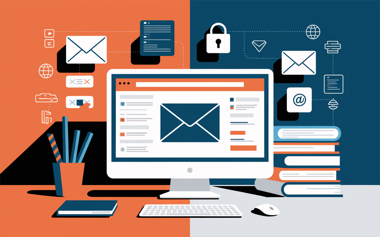 Plateforme messagerie convergence creteil avec icônes emails sécurité