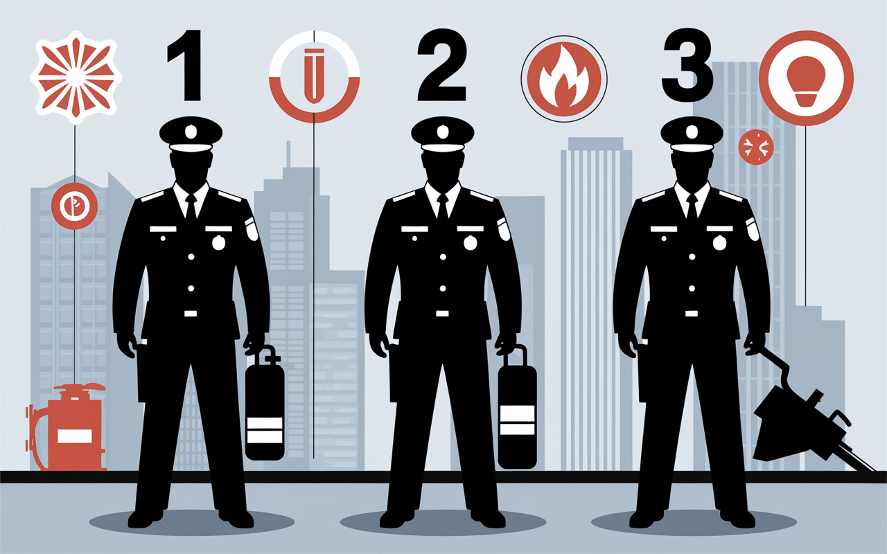 Silhouettes hiérarchie agents SSIAP