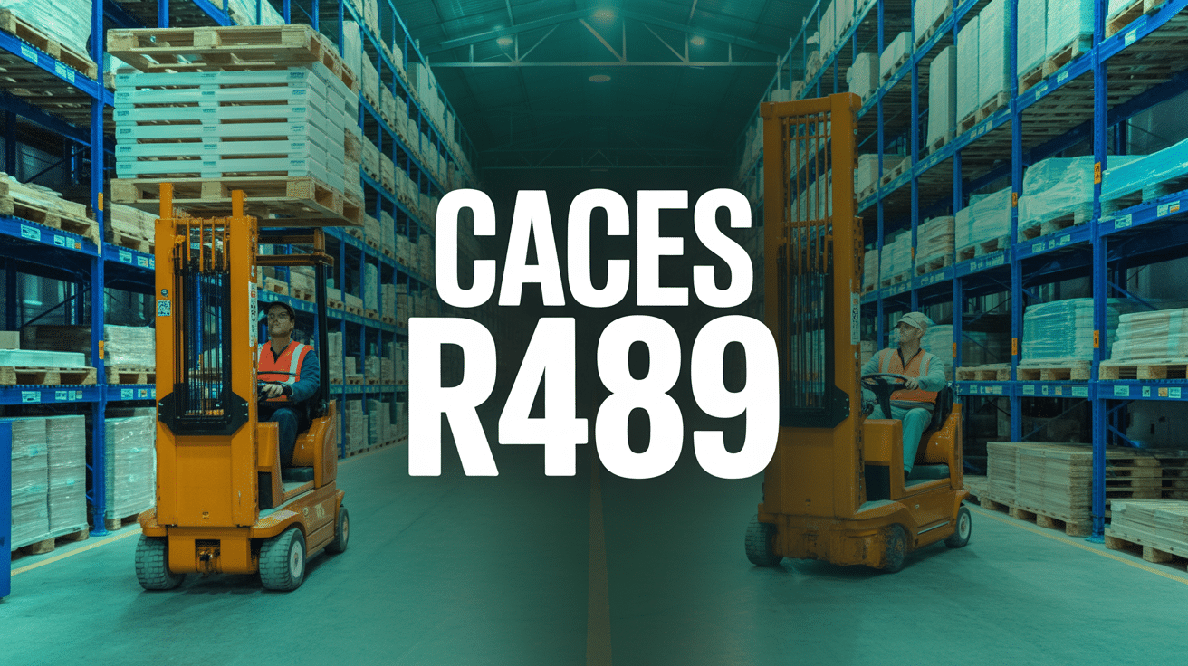 entrepot moderne avec chariots caces r489 en action