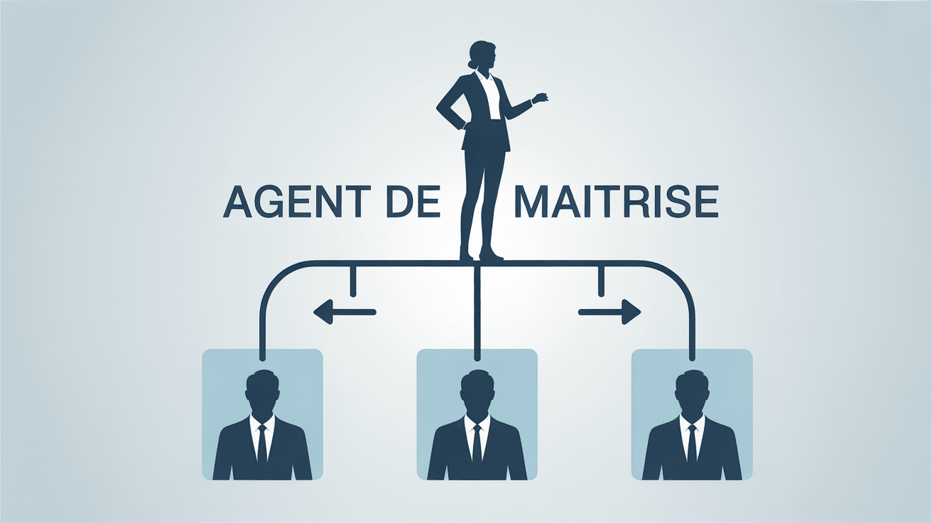 Illustration de l'agent de maîtrise au centre d'un organigramme d'entreprise