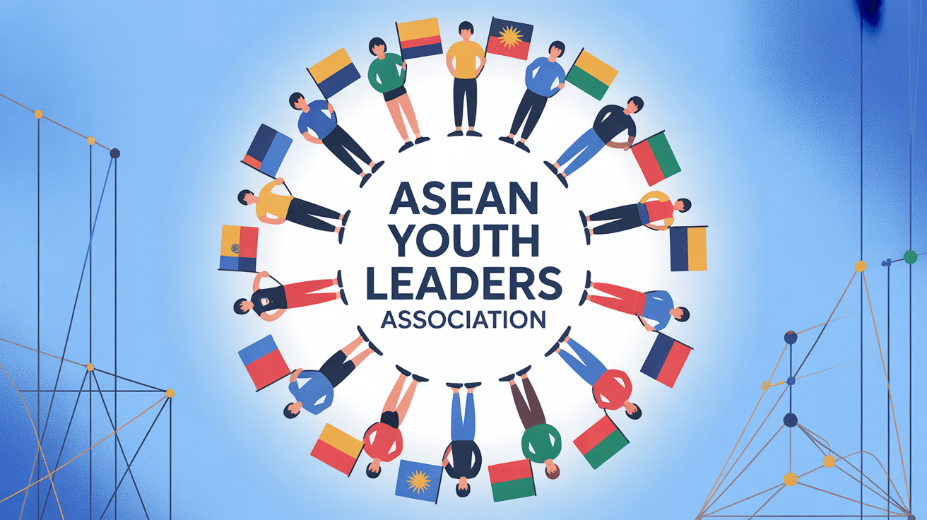 Illustration de jeunes ASEAN avec drapeaux