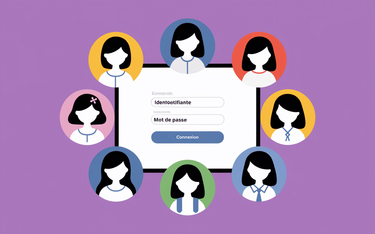 Écran de connexion pour Touraine eSchool avec icônes de profils