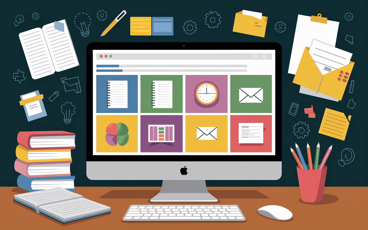 Interface éducative sur Touraine eSchool montrant différentes fonctionnalités