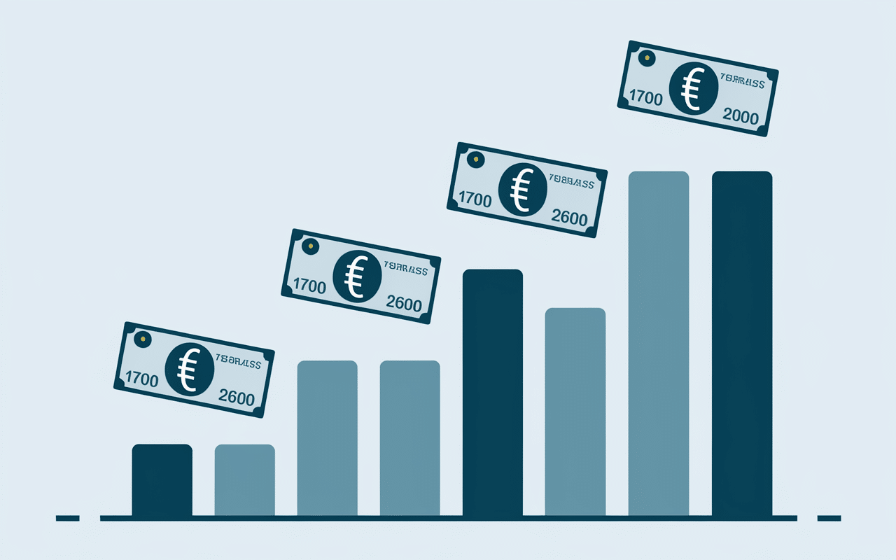 Graphique montrant les niveaux de salaires 2025