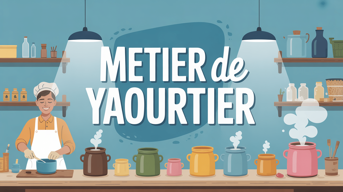 Artisan en atelier laitier avec yaourts colorés