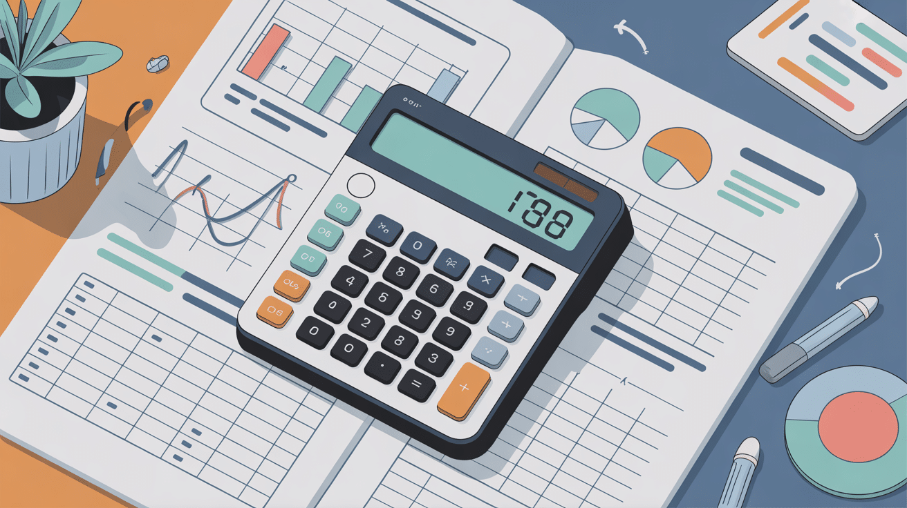 Calculatrice moderne et graphiques colorés