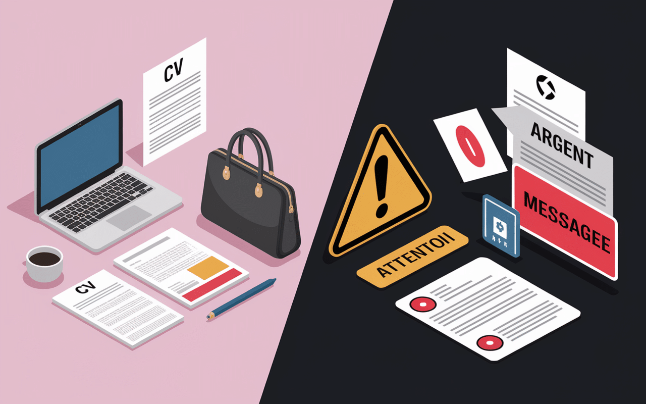 Contraste légitimité arnaque emballage domicile