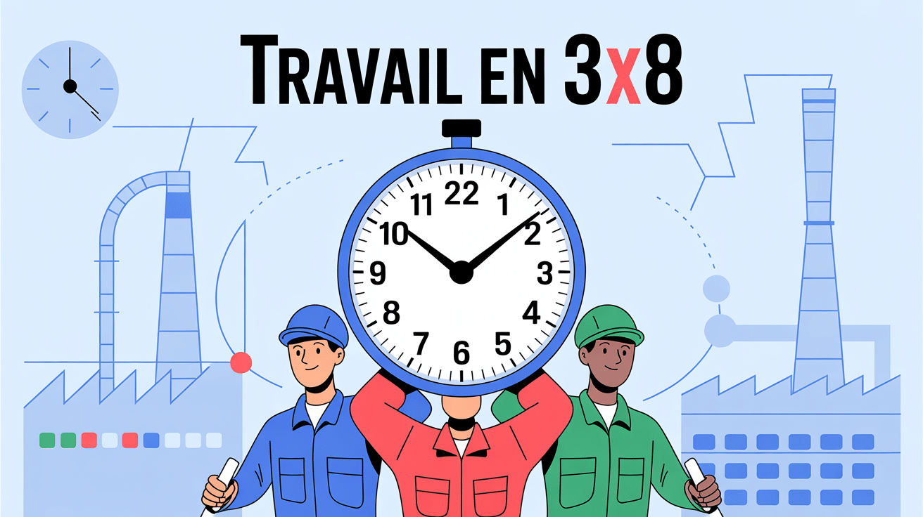 3x8 travail illustration équipes horloge usine