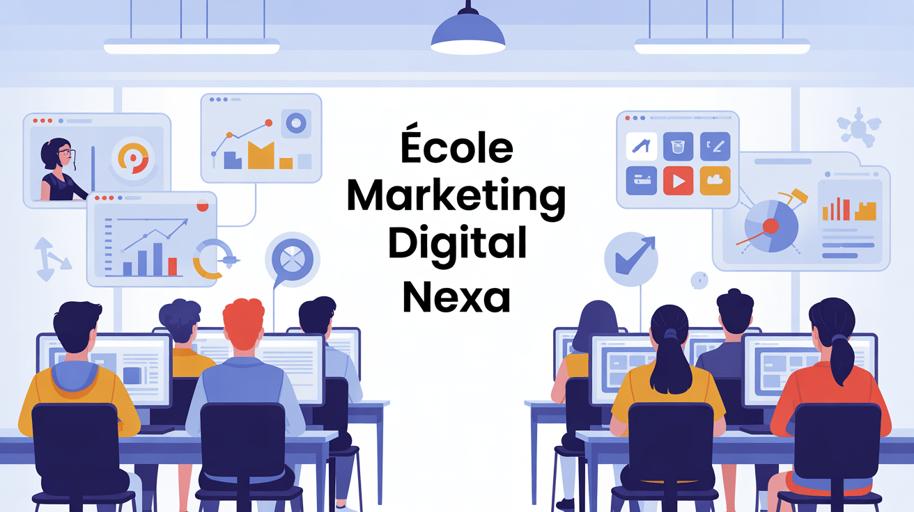 Illustration salle de classe école marketing digital Nexa