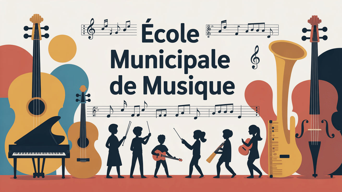ecole municipale de musique illustration instruments divers et élèves