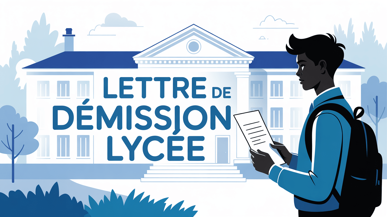 Étudiant silhouette avec lettre devant lycée, lettre de demission pour un lycée