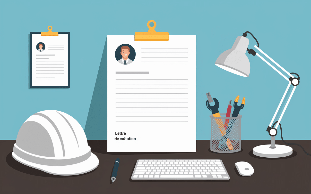 Lettre de motivation electricien posée sur bureau avec outils