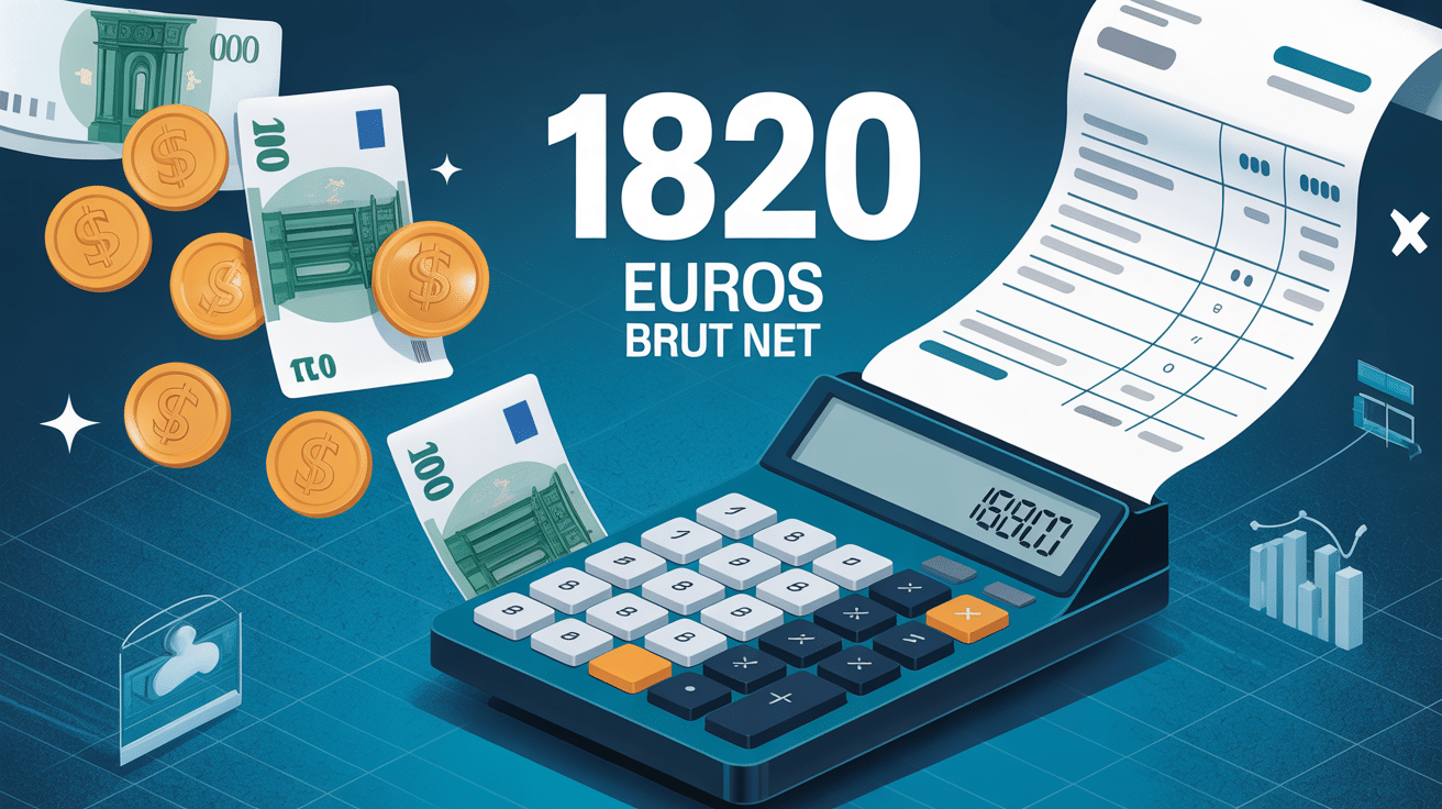 illustration calculatrice fiche de paie 1820 brut en net