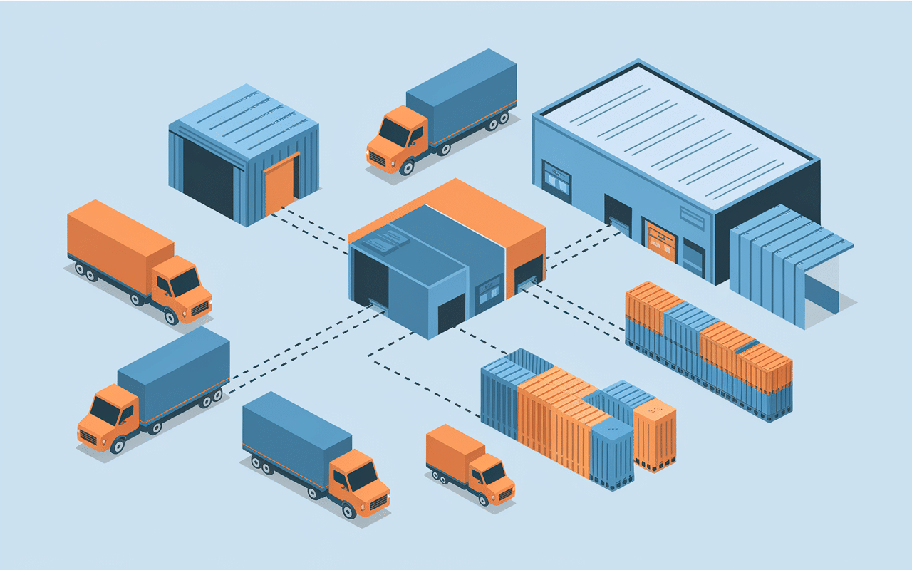 Schéma réseau central distribution center logistique