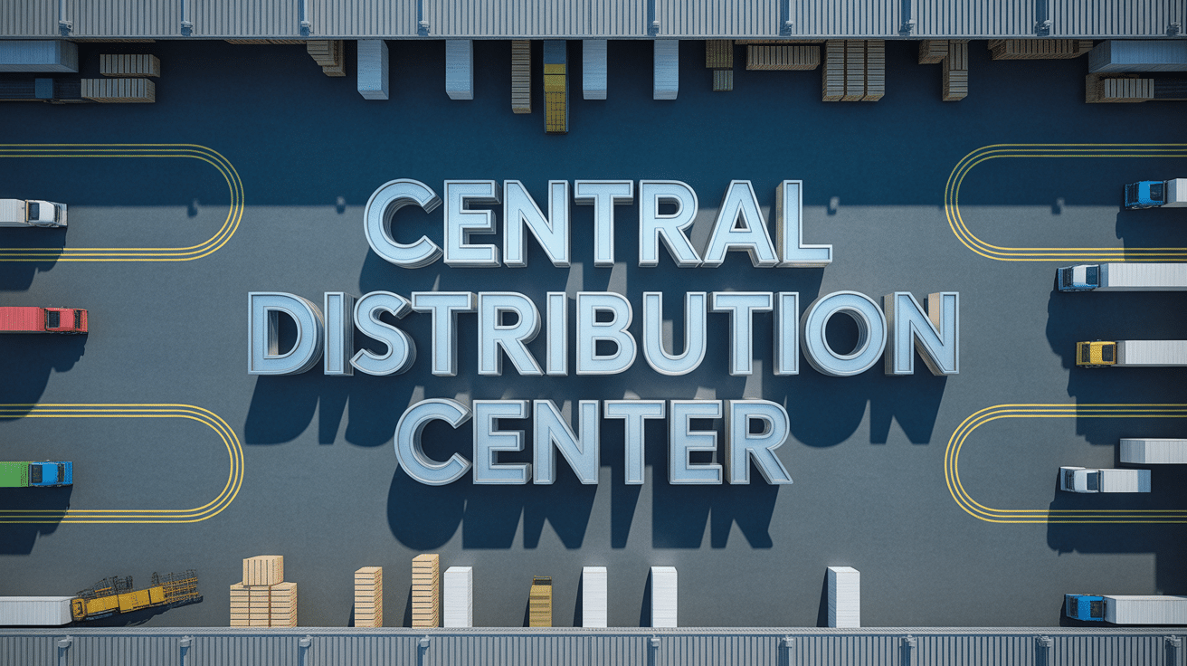 Vue aérienne central distribution center entrepôt moderne