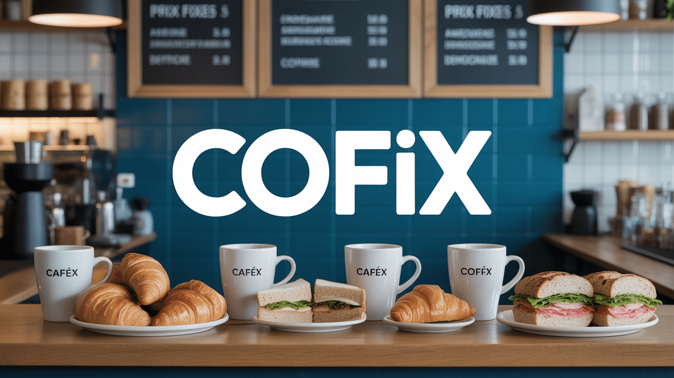 scene cafe urbain cofix tasses croissants sandwichs prix fixe