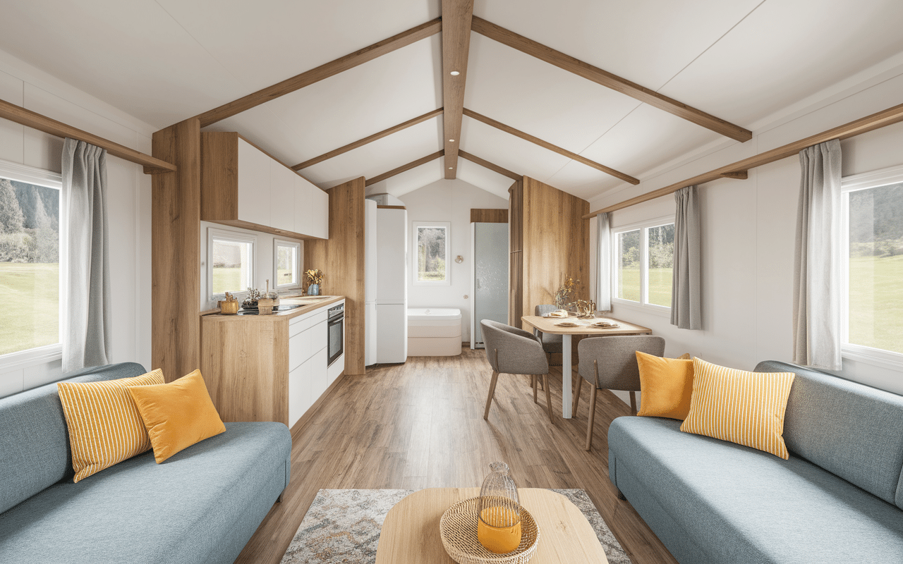 glencoe 35 intérieur mobil-home salon cuisine chambres