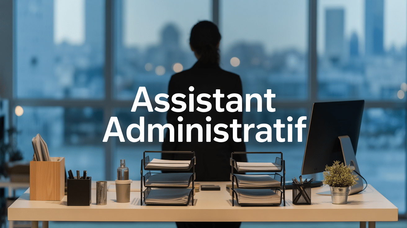 Bureau moderne assistant administratif avec documents organises