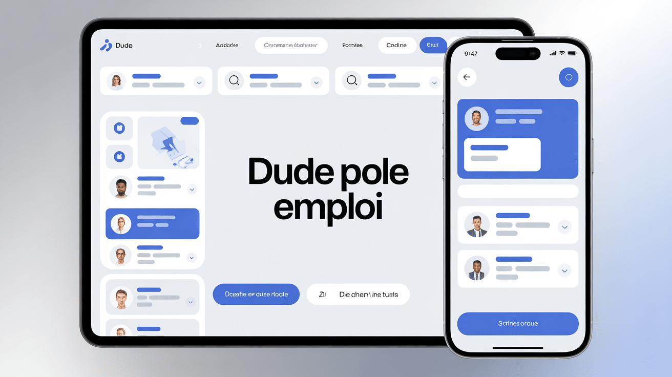 interface dude pole emploi sur ordinateur et mobile