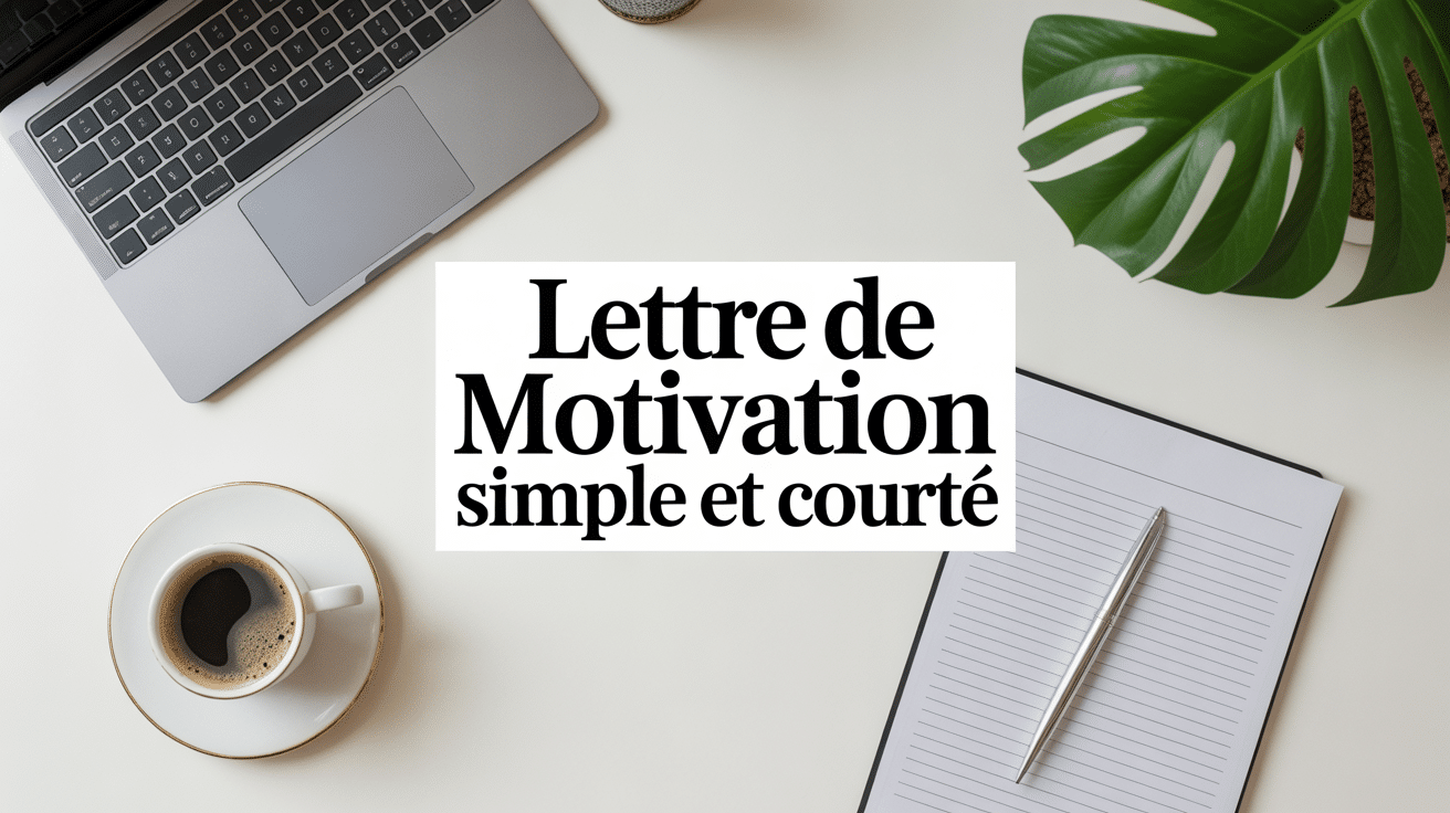 Lettre de motivation simple et courte sur bureau professionnel