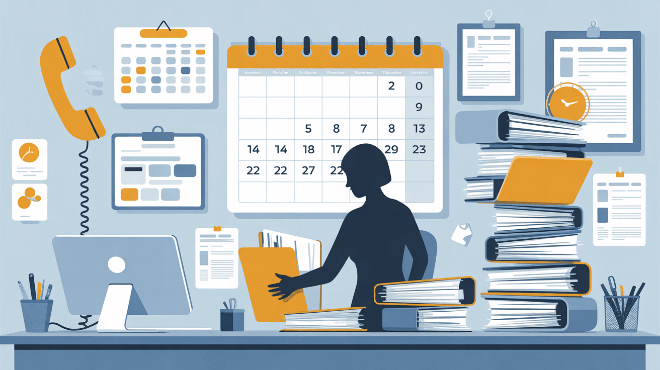 Assistant administratif en action avec taches administratives