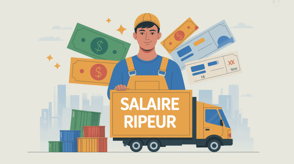 ripeur salaire illustration vectorielle avec primes et camion
