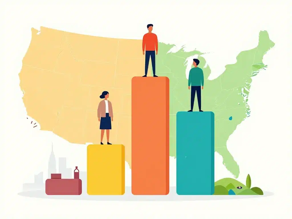visualisation écarts salaire moyen usa par états et secteurs