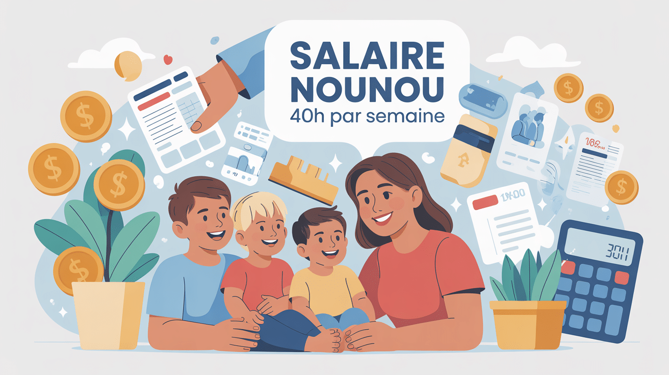 salaire nounou 40h par semaine illustration vectorielle budget