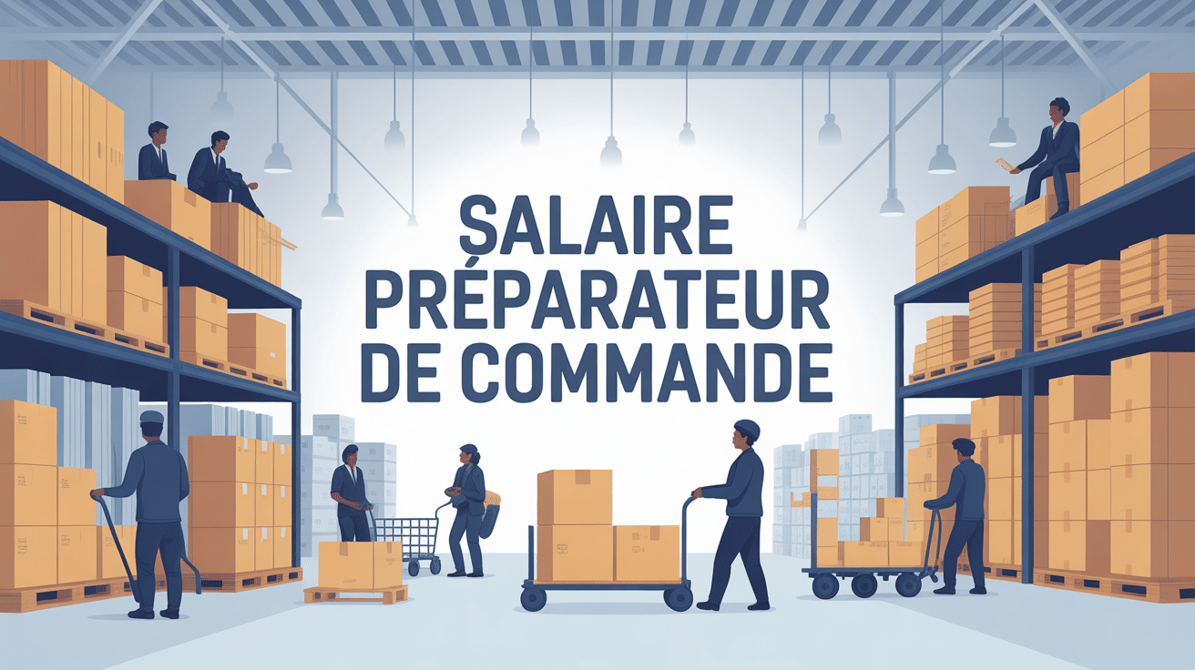 illustration stylisée entrepôt salaire preparateur de commande
