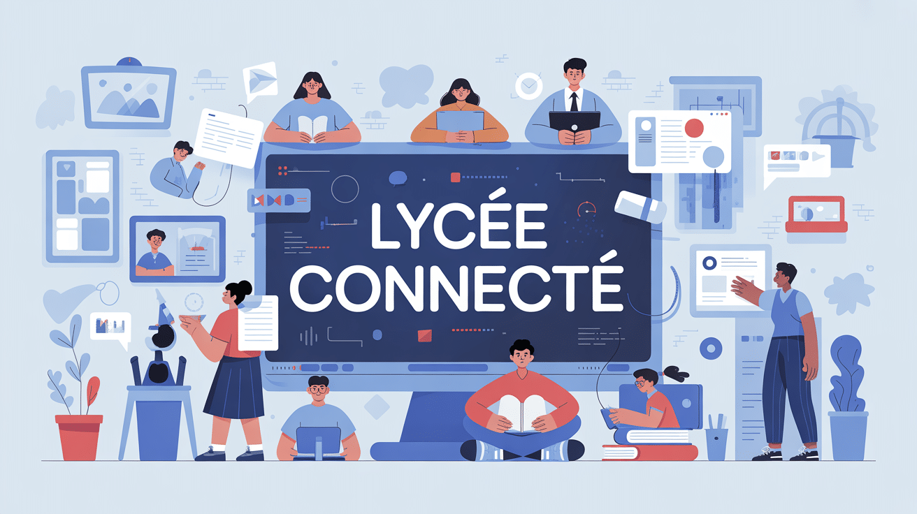 Image lycée connecté univers numérique collaboratif