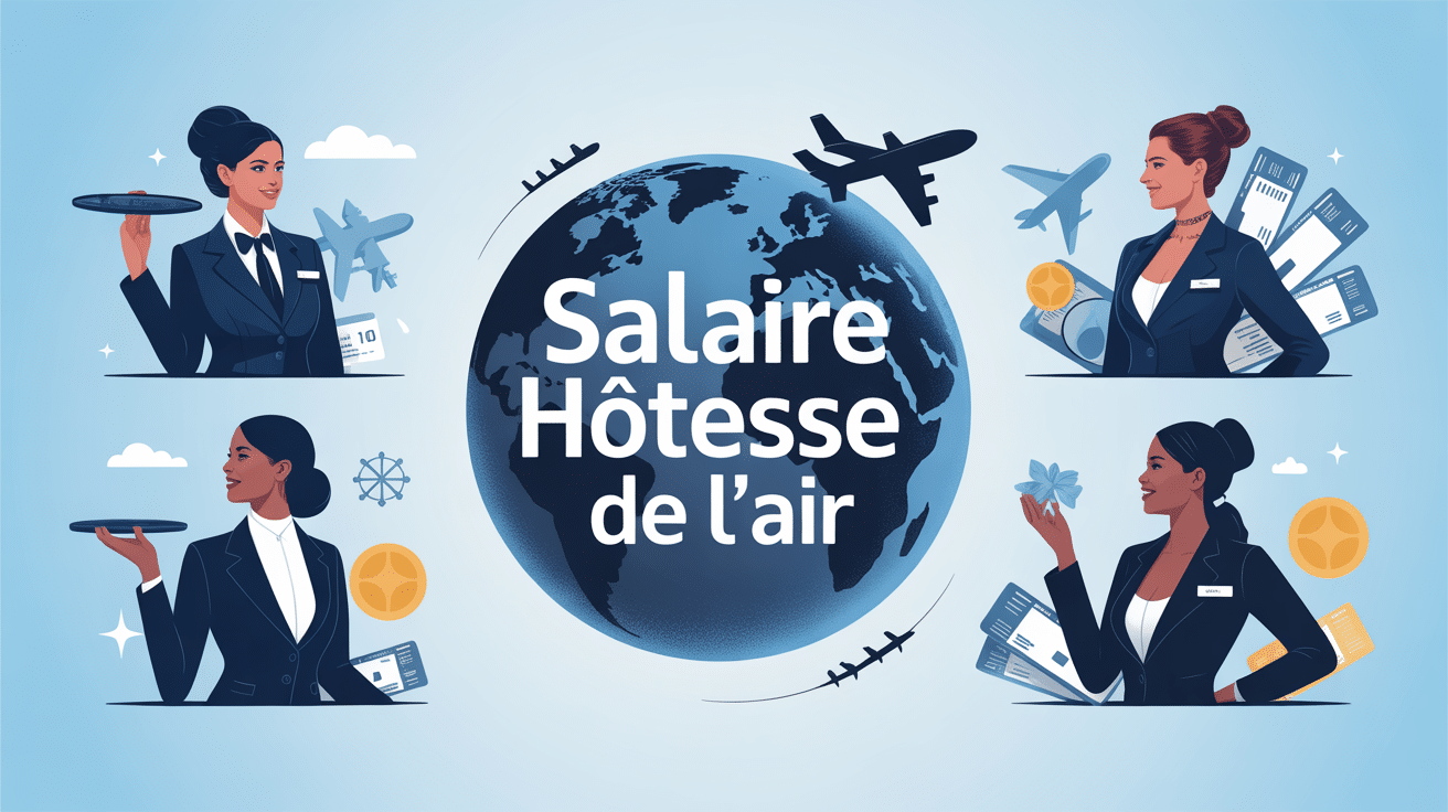 salaire hotesse de l'air silhouettes avion globe
