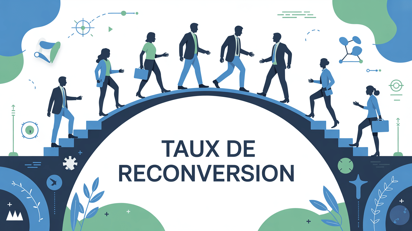 Illustration taux de reconversion RH silhouettes mobilité