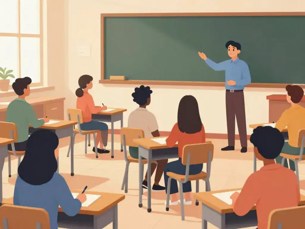 Scène recherche formation auxiliaire de vie gratuite et rémunérée en classe