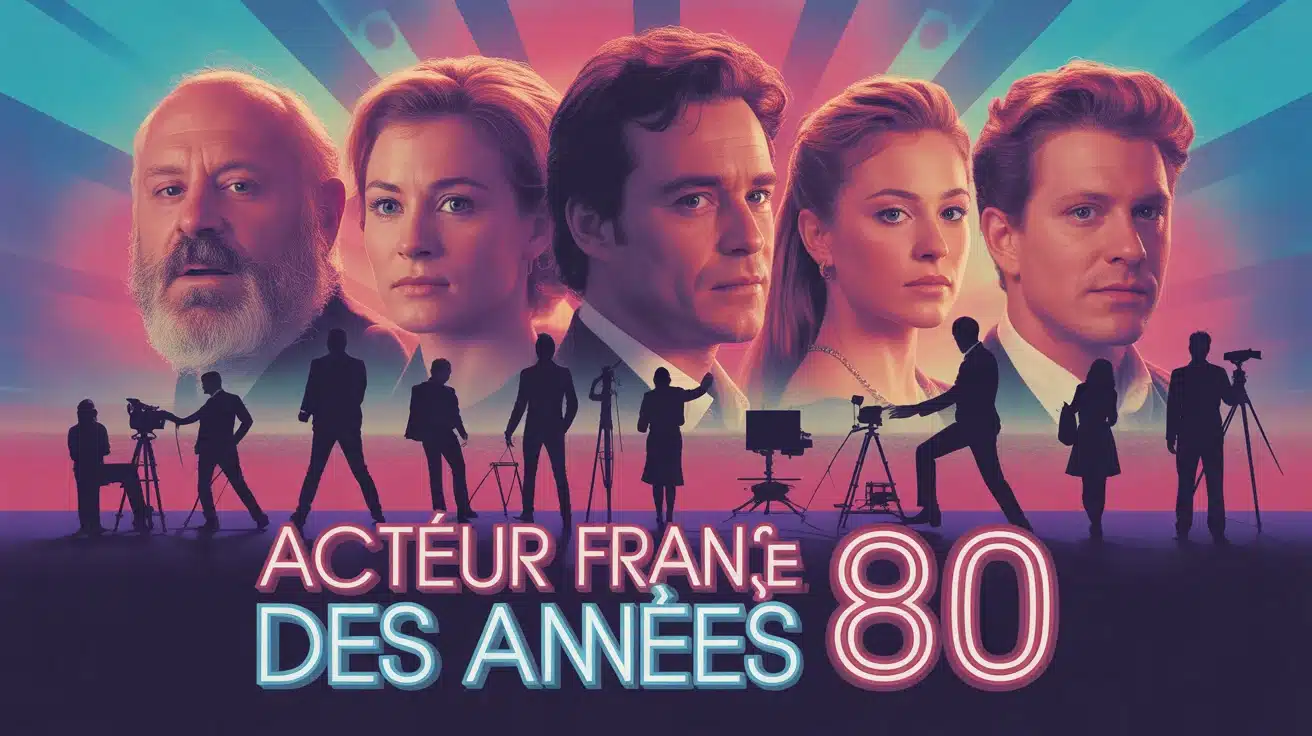 illustration vectorielle acteurs français des années 80 style rétro néon