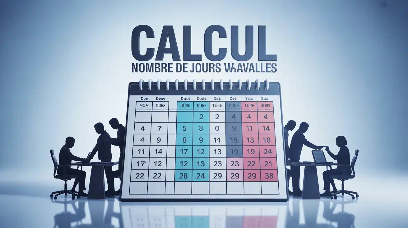 calendrier stylisé pour calcul nombre de jours travaillés