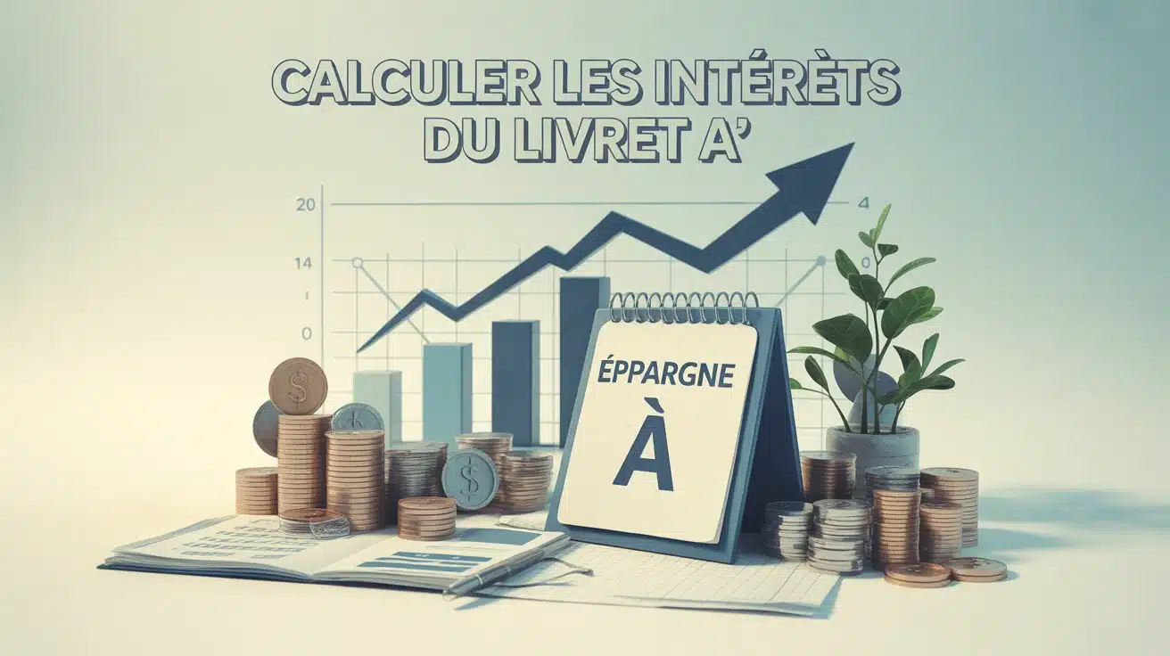 illustration vectorielle calculer les intérêts du Livret A avec pièces et carnet d'épargne