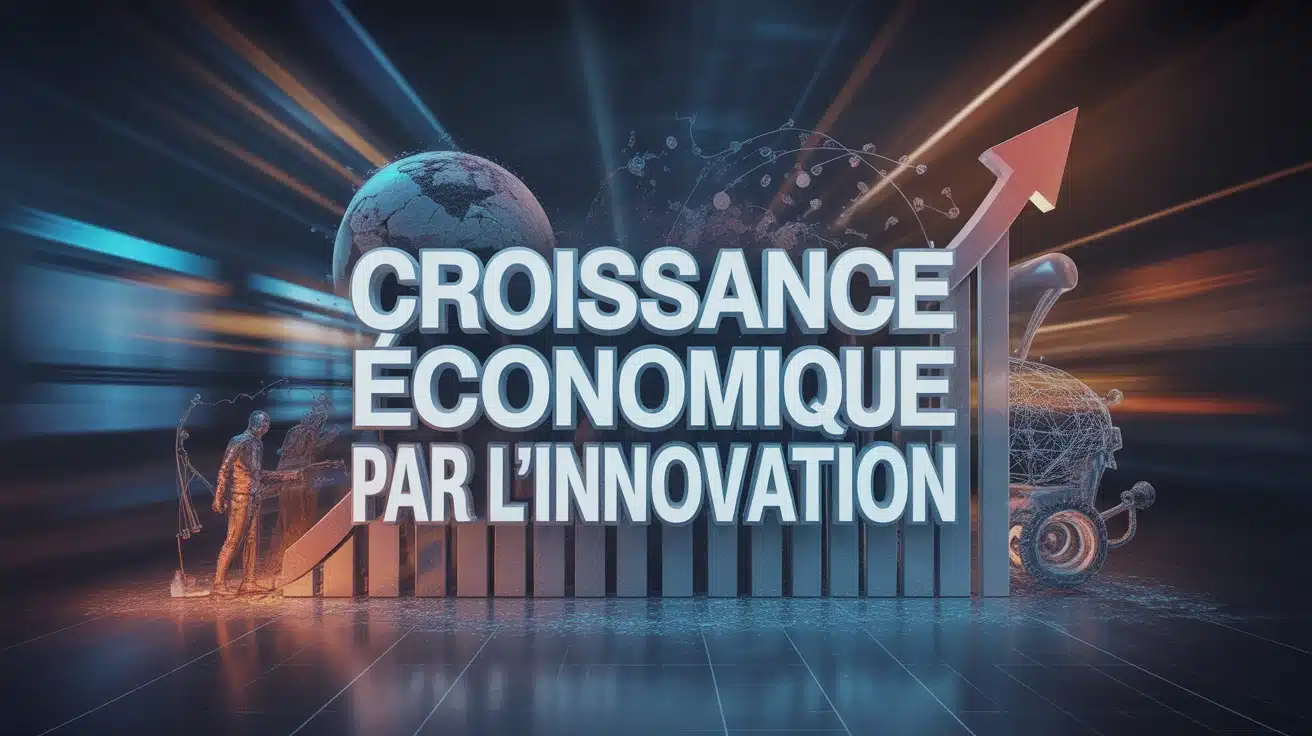 Illustration vectorielle de croissance économique par l'innovation avec engrenages et flèches