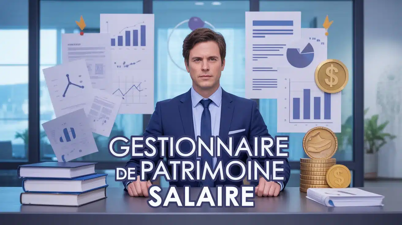 Illustration gestionnaire de patrimoine salaire avec graphiques et contrats