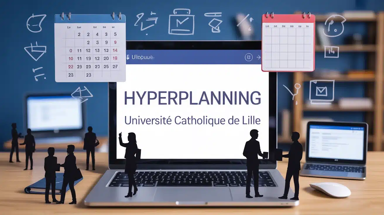 Interface numérique Hyperplanning Université Catholique de Lille avec calendrier et étudiants