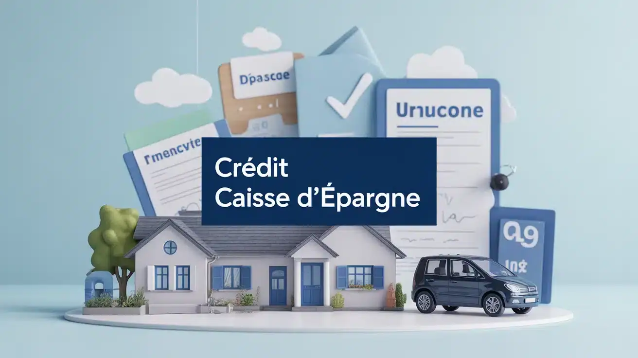 Illustration crédit Caisse d’Épargne maison voiture documents financiers