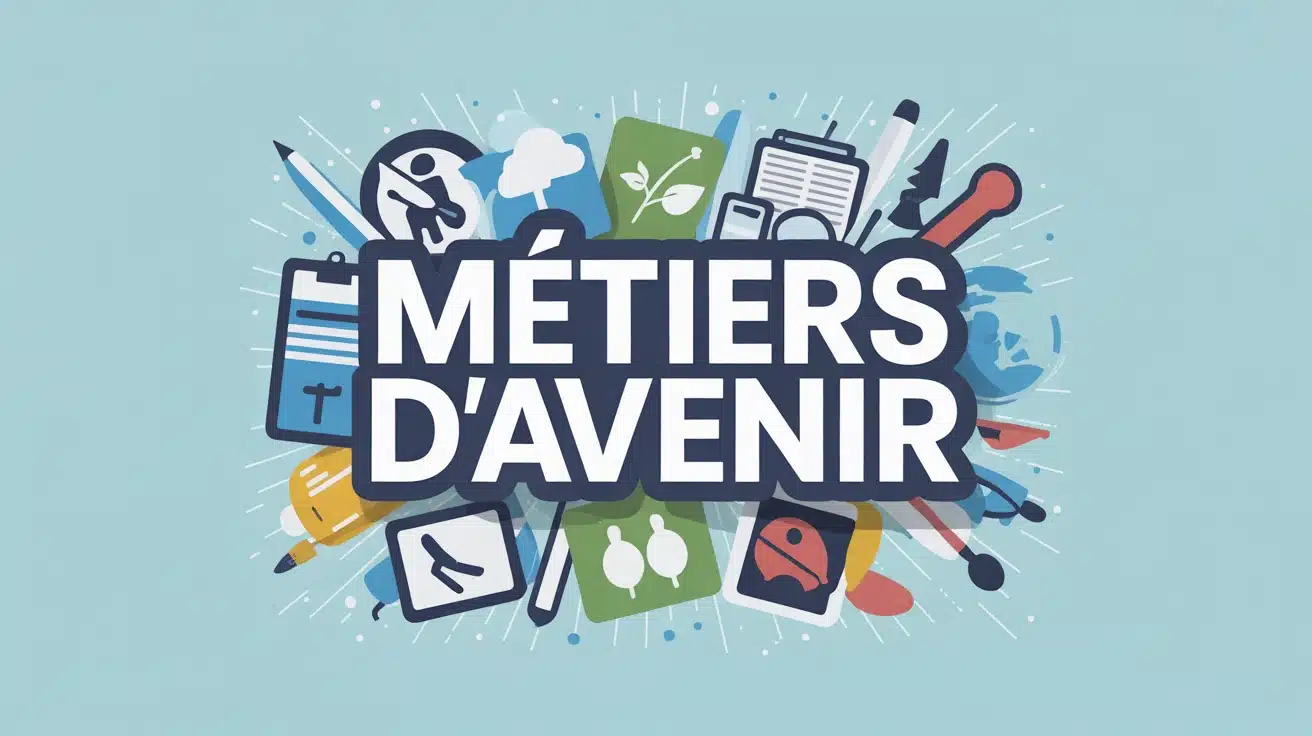 Illustration métiers d avenir avec icônes technologie écologie santé formation