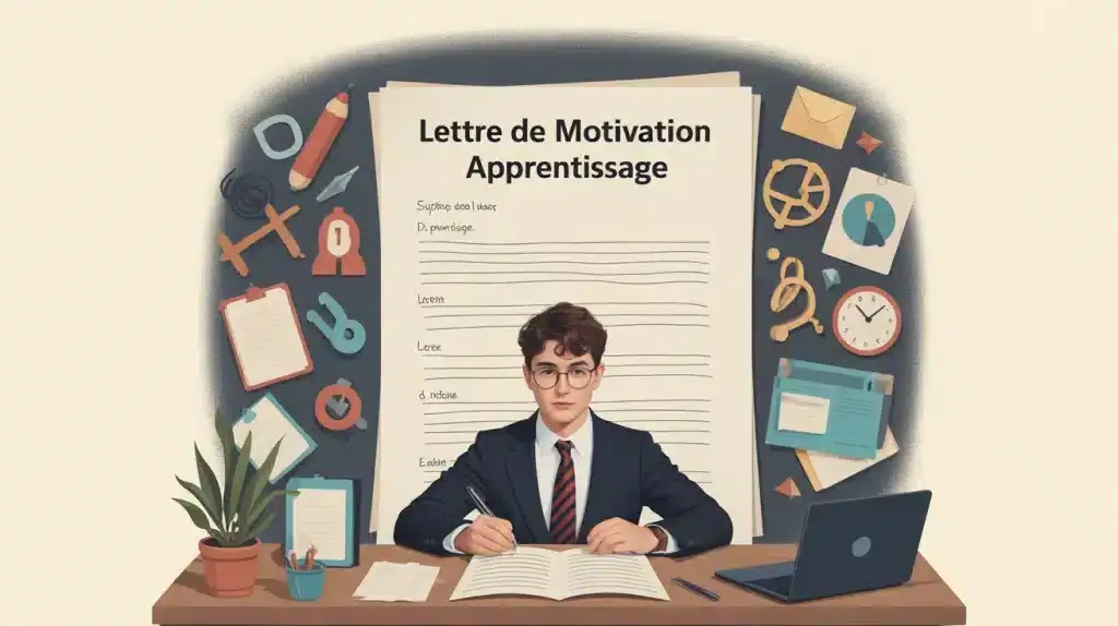 étudiant rédige lettre de motivation apprentissage illustration vectorielle