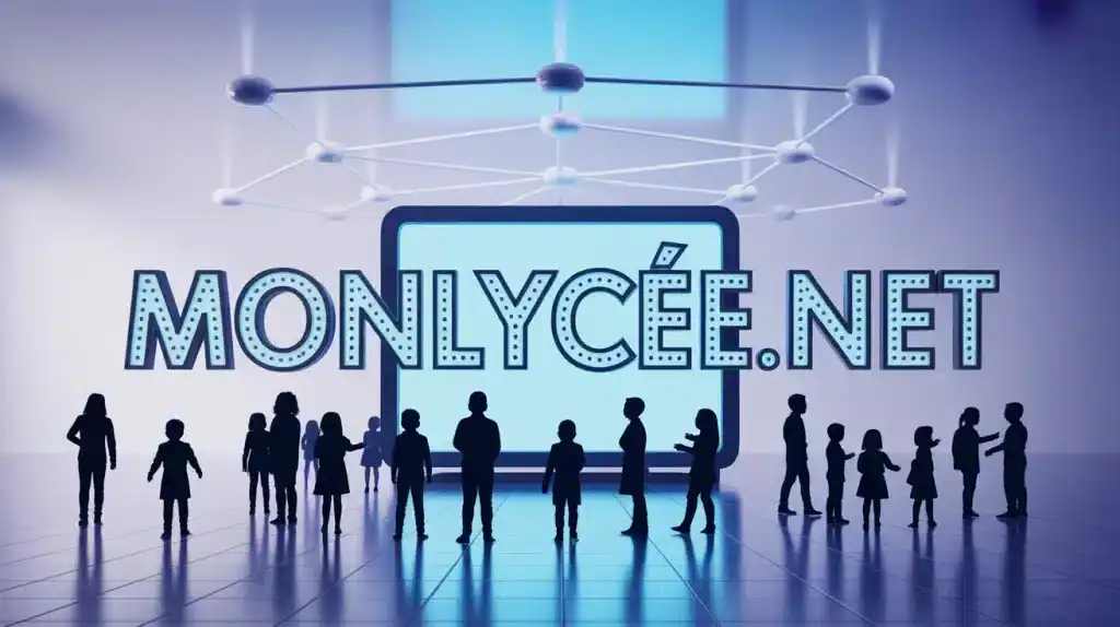 Illustration Monlycée.net portail numérique éducatif avec élèves et enseignants