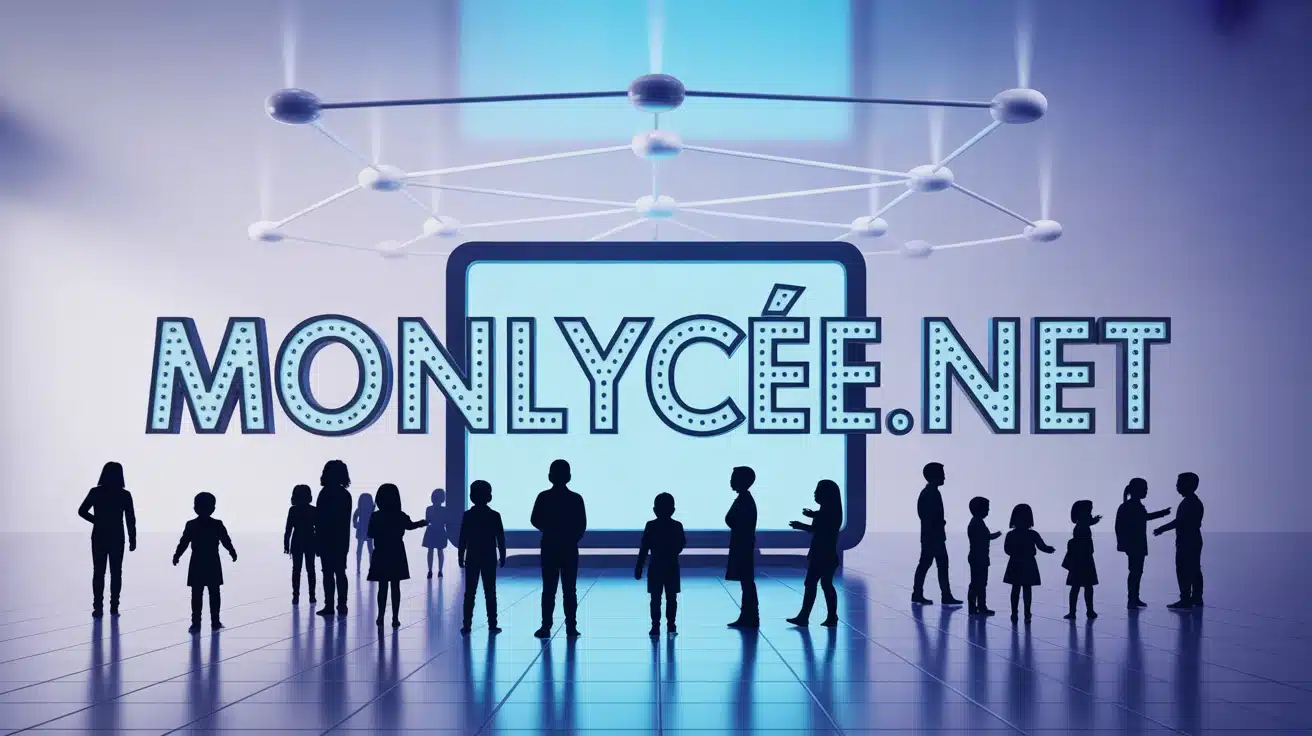 Illustration Monlycée.net portail numérique éducatif avec élèves et enseignants