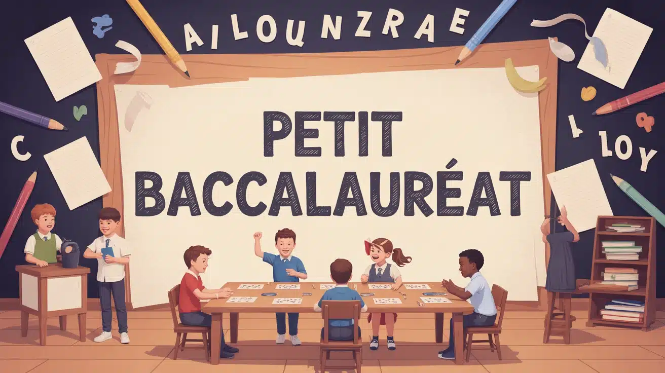 Table de jeu Petit Baccalauréat avec joueurs et lettres flottantes