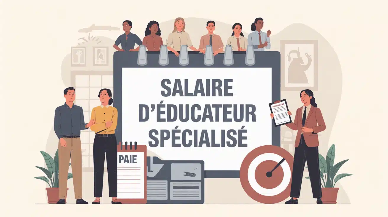 Illustration salaire d éducateur spécialisé avec bulletin de paie et progression