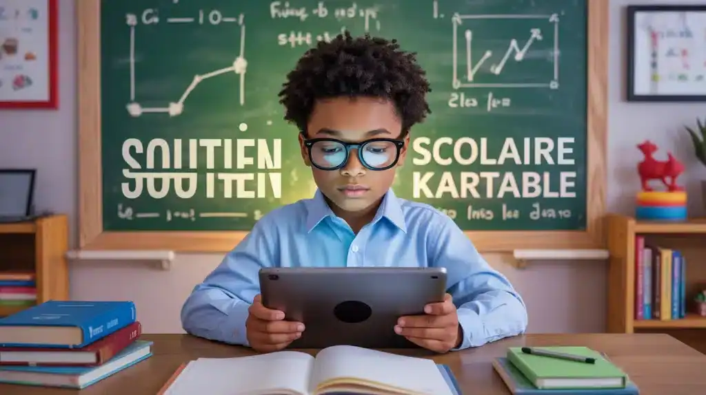 Élève concentré avec tablette pour soutien scolaire Kartable
